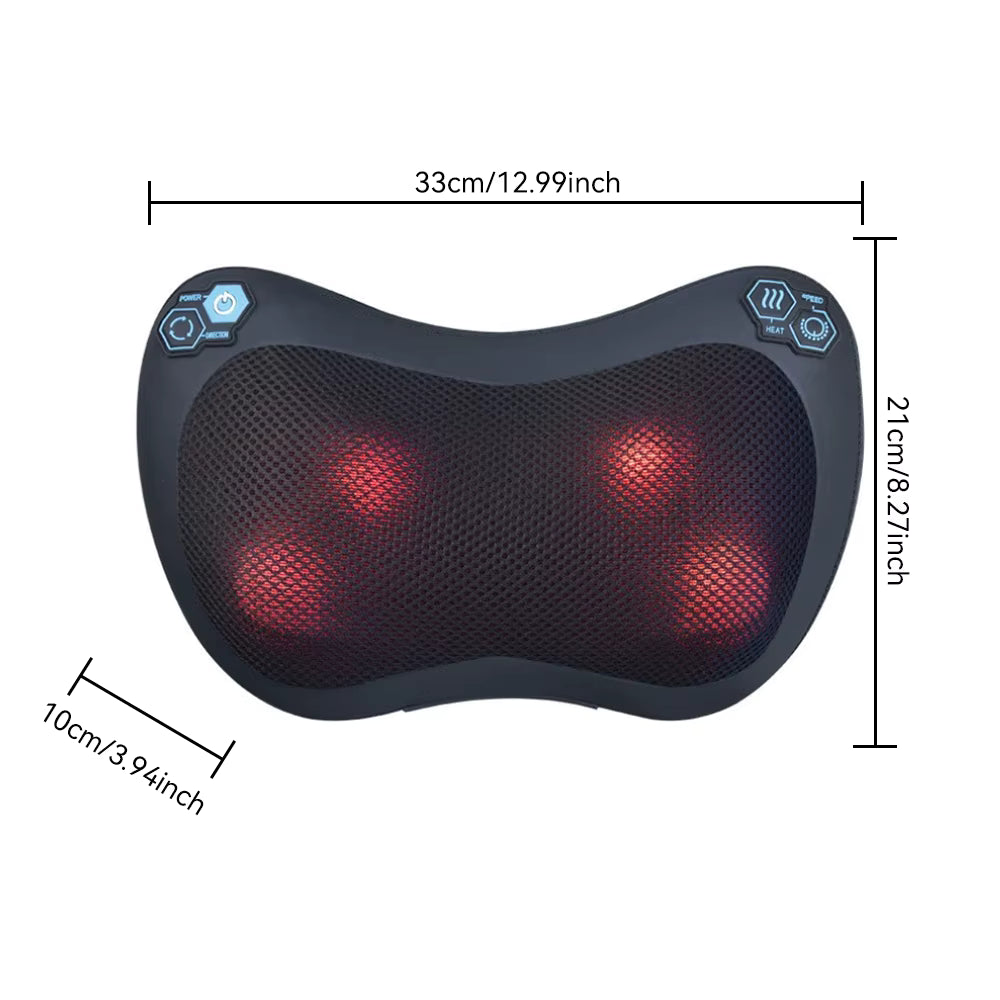 Masseur cervical électrique avec chaleur – Coussin de massage du cou à vibration et pétrissage profond – Épaules et corps