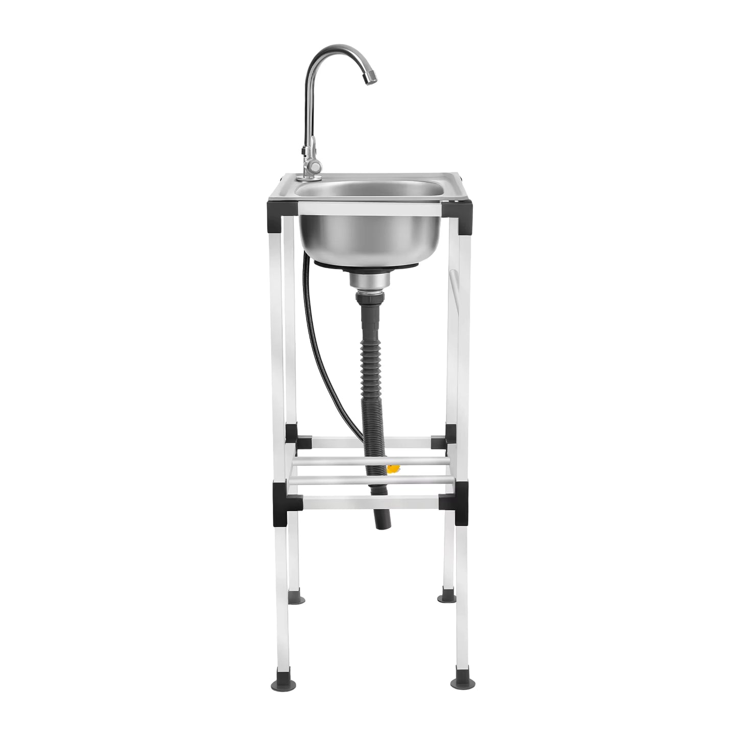 Évier autonome inox avec support, robinet 360°, évier de cuisine mobile, meuble évier extérieur, rangement intégré, usage intérieur et extérieur