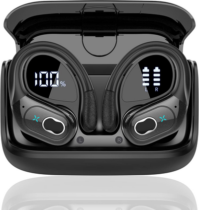 Wireless Bluetooth 5.4 Sports Earbuds with ENC Noise Cancellation – HiFi Stereo In-Ear Headphones – Long Battery Life 75H – Built-in Microphone and LED Charging Case
