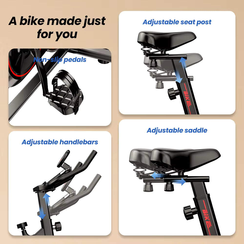 Vélo d’Appartement QK101 – Spinning Silencieux avec Écran LCD – 100 Niveaux de Résistance – Charge 120 kg