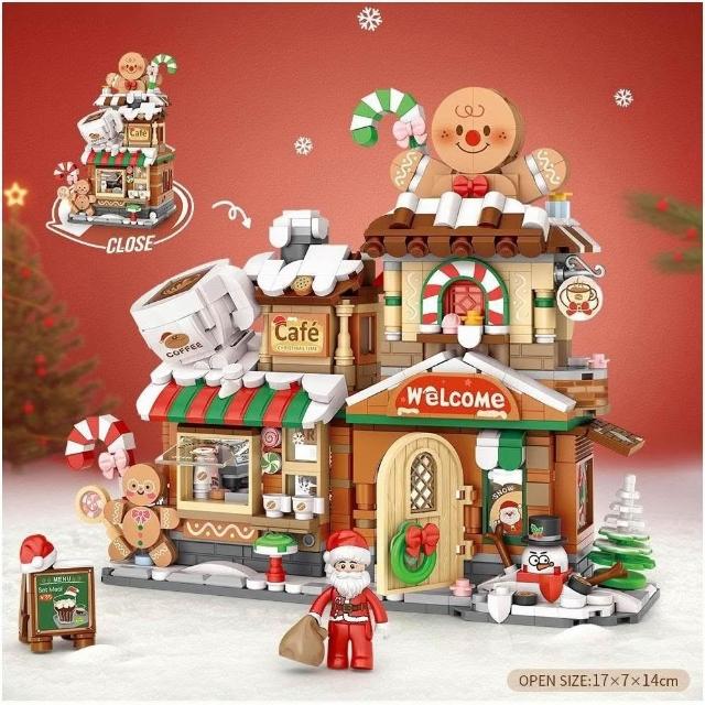 Maison de Noël en Blocs de Construction – Décoration DIY avec Figurines Père Noël – Jeu Créatif Enfant & Adulte – Idée Cadeau Fêtes