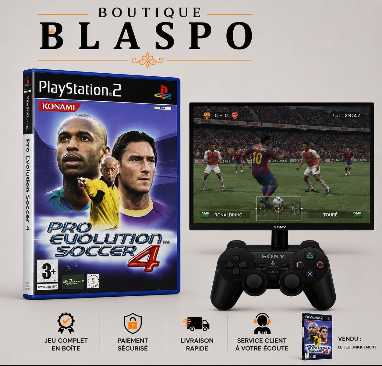 Pro Evolution Soccer 4 PES 4 PS2 PlayStation 2 PAL FR Jeu de Football Konami