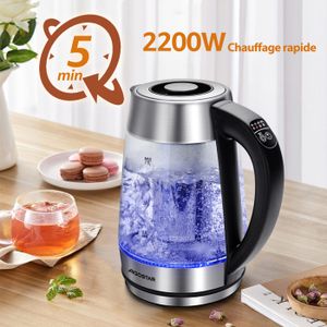 Bouilloire Électrique en Verre 1,7L – 2200W, Réglage de Température, Infuseur à Thé, Maintien au Chaud, Éclairage LED