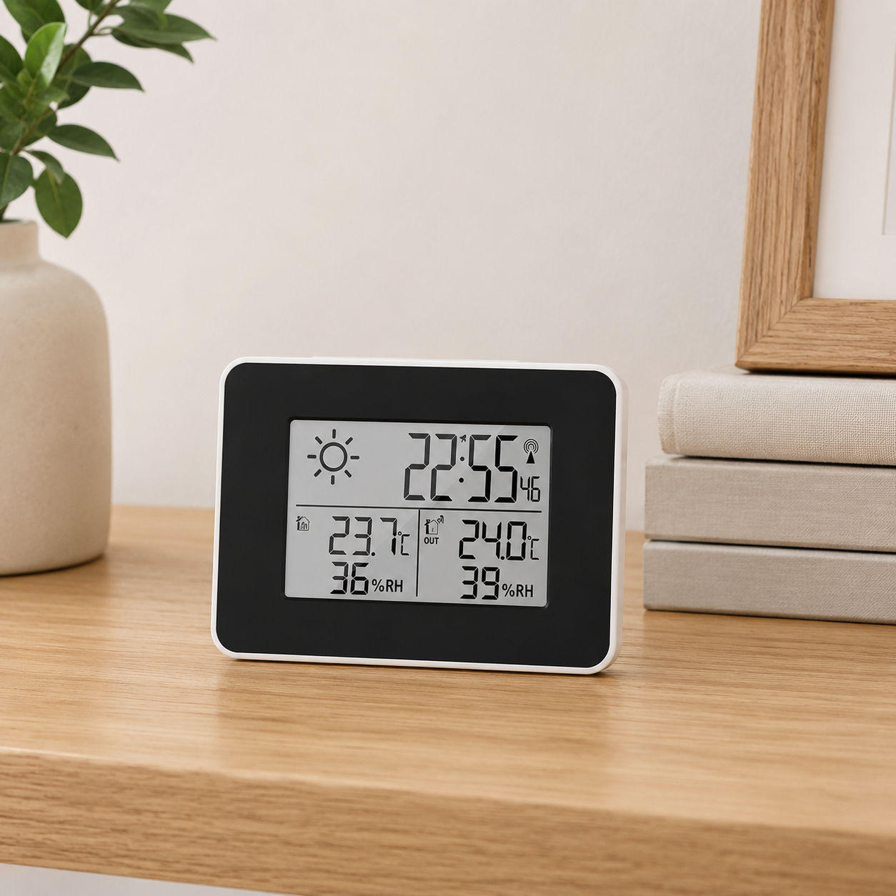Station Météo Sans Fil avec Horloge Numérique LCD – Thermomètre Intérieur Extérieur, Hygromètre, Réveil et Prévisions Météo