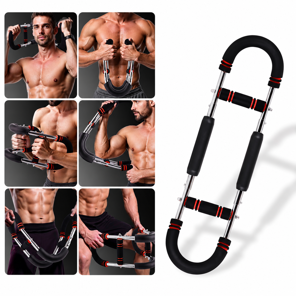 Barre de Torsion Réglable 30 à 50 kg – Appareil de Musculation Pectoraux, Bras et Épaules, Entraînement à Domicile, Fitness et Renforcement Musculaire