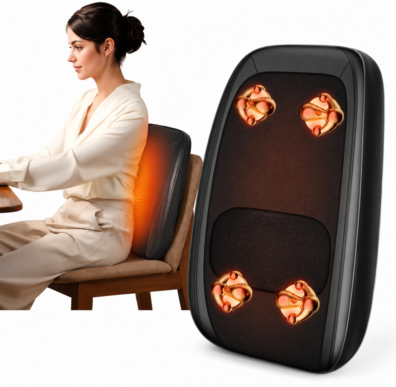 Masseur Shiatsu Chauffant Dos et Nuque – Coussin de Massage Électrique à Pétrissage Profond, Massage Cervical, Lombaires et Épaules, Relaxation Musculaire, Cadeau Bien-Être