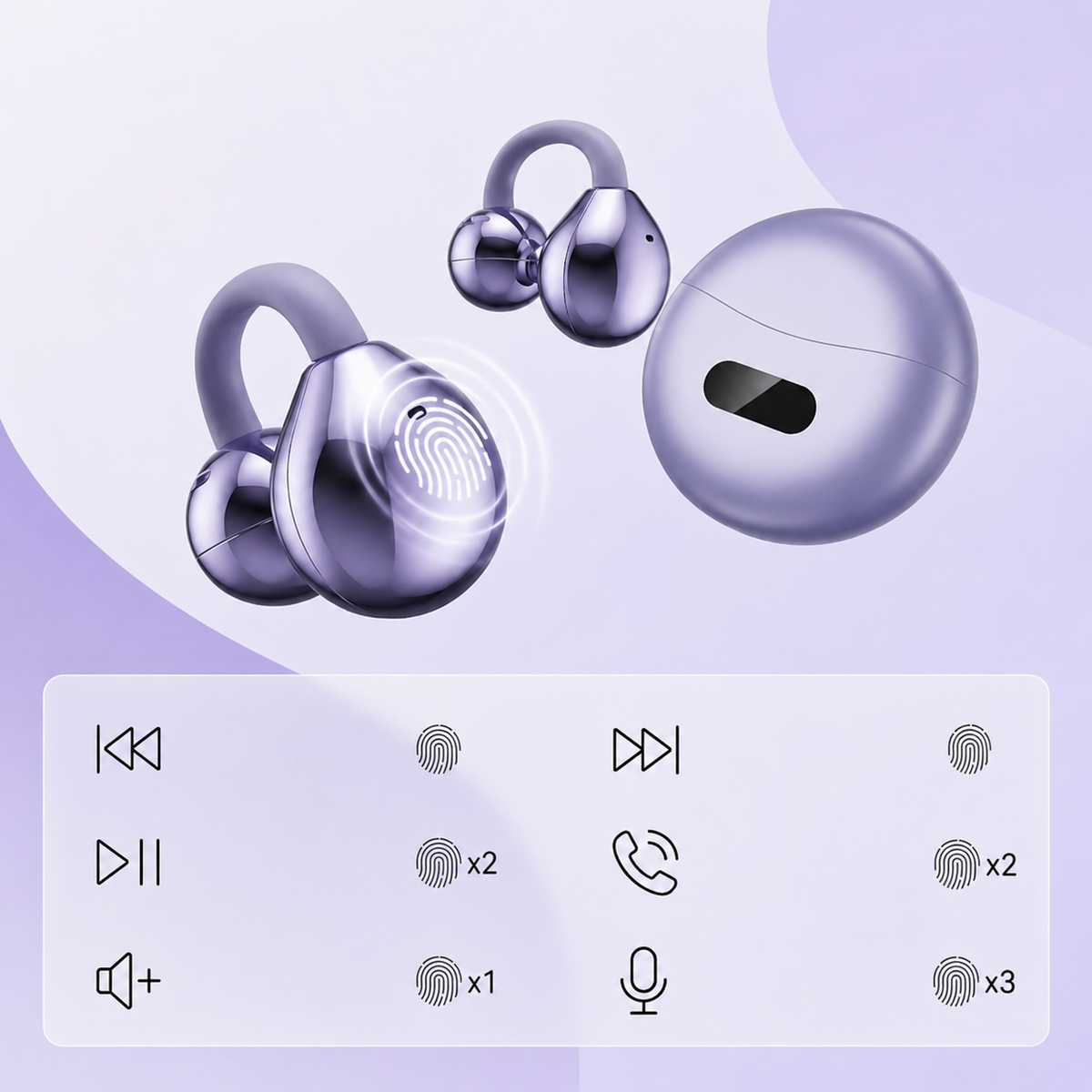 Écouteurs Bluetooth 5.4 Sans Fil à Oreille Ouverte – 60 h d'Autonomie, Boîtier Affichage LED, IPX5, Clip Oreille Sport