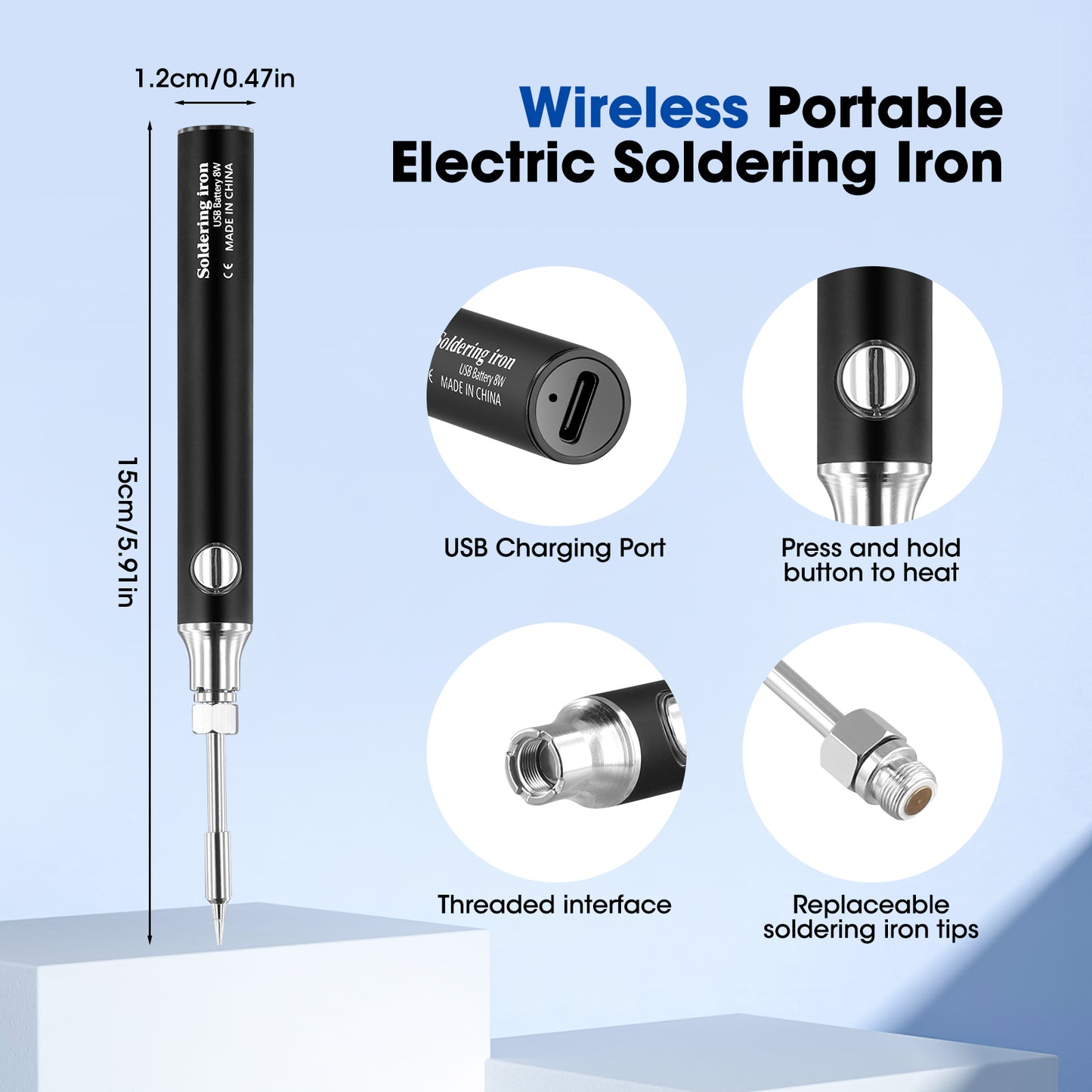 Fer à Souder Sans Fil Rechargeable – Kit Soudure Portable Température Réglable – Stylo Soudage