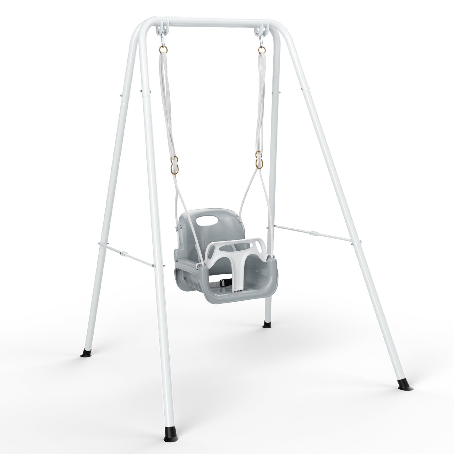 Balançoire Bébé 2 en 1 avec Structure Métallique – Siège Suspendu Enfant – Utilisation Intérieure et Extérieure – Couleur Blanc