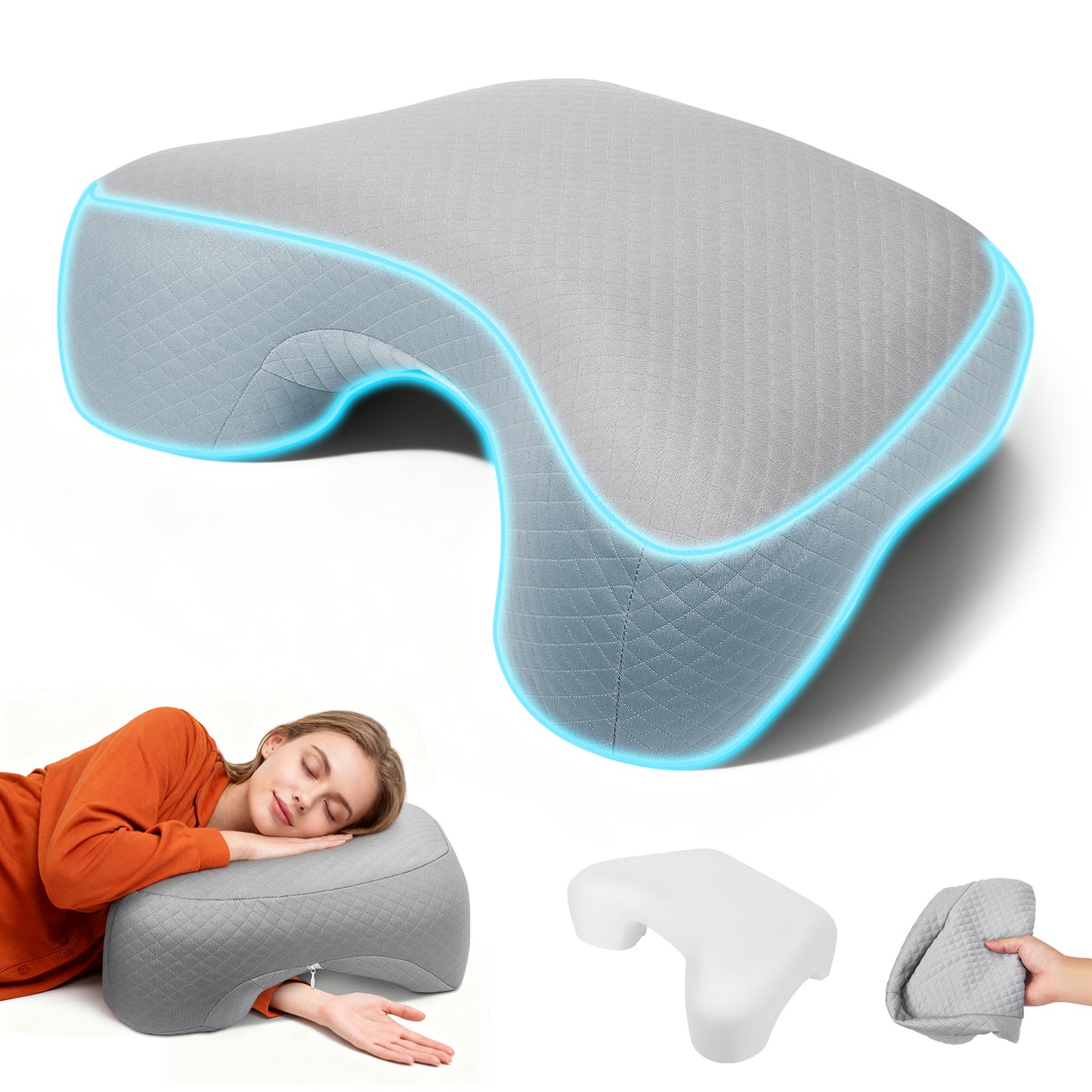 Oreiller Orthopédique Mémoire de Forme – Coussin Bras Dormeur Latéral – Soutien Cervical Anti-Douleur