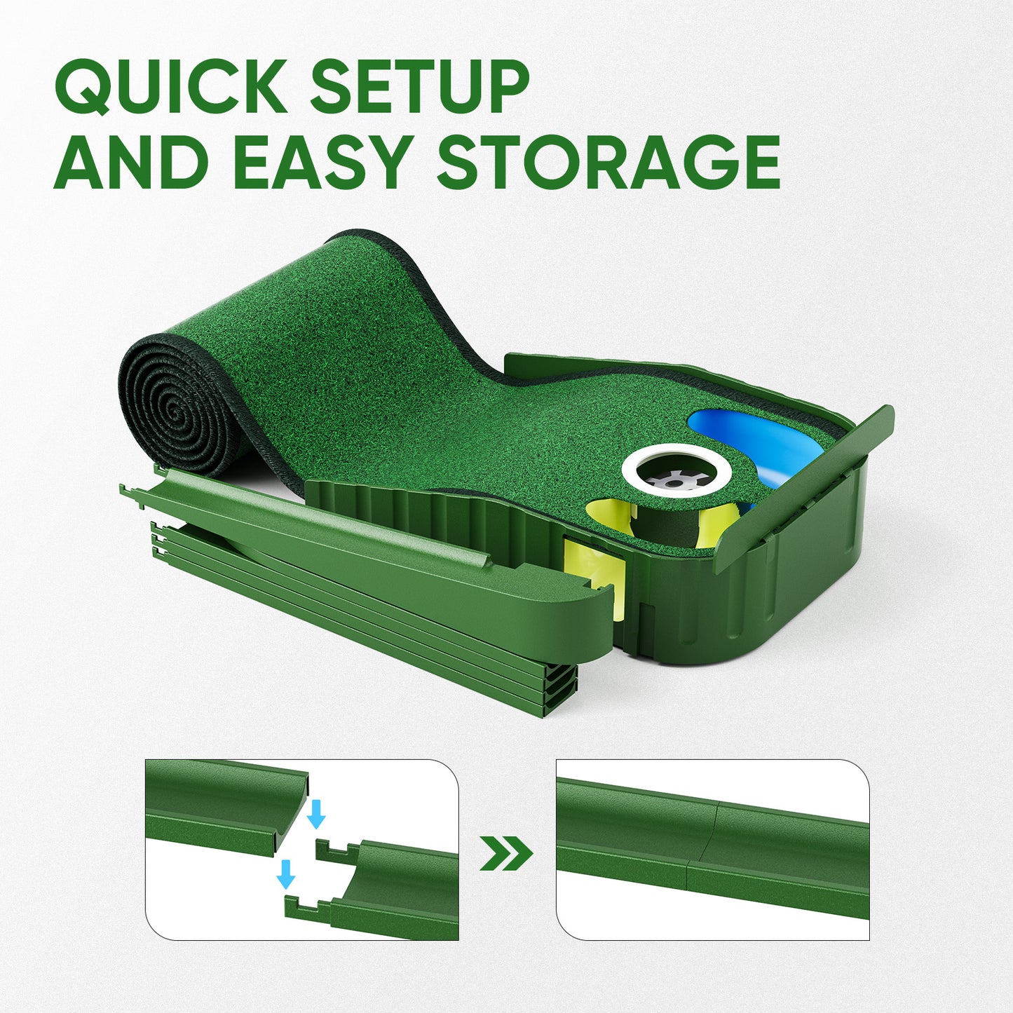 Tapis de golf d’entraînement avec retour automatique de balle – 3 trous cibles – Tapis putting réaliste intérieur fr