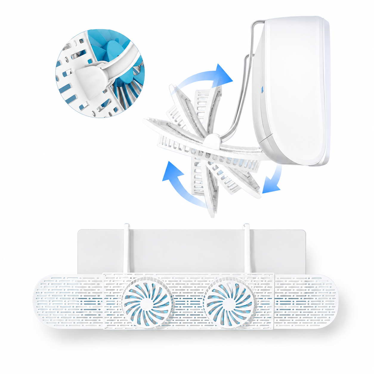 Déflecteur d'Air Universel pour Climatiseur Mural avec Ventilateurs Intégrés – Pare-Vent Réglable, Diffuseur d'Air Anti Souffle Direct, Installation Sans Perçage