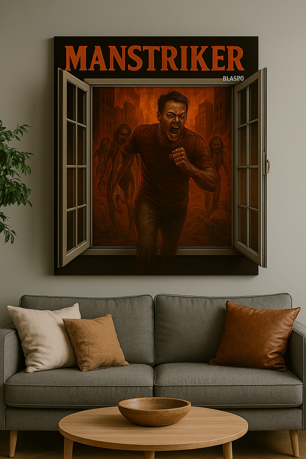 Manstriker – Poster mural horreur grand format (90x60 cm) – Art graphique exclusif zombie / apocalypse – Déco chambre, salon, couloir – neuf 8