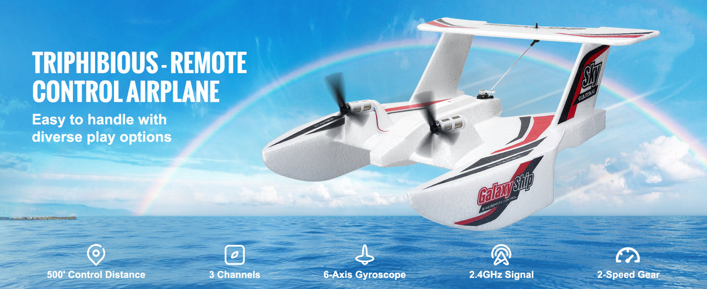 Avion RC 2.4G 3 Canaux en Mousse EPP – Planeur Radiocommandé Air & Eau – Jouet Télécommandé Enfant