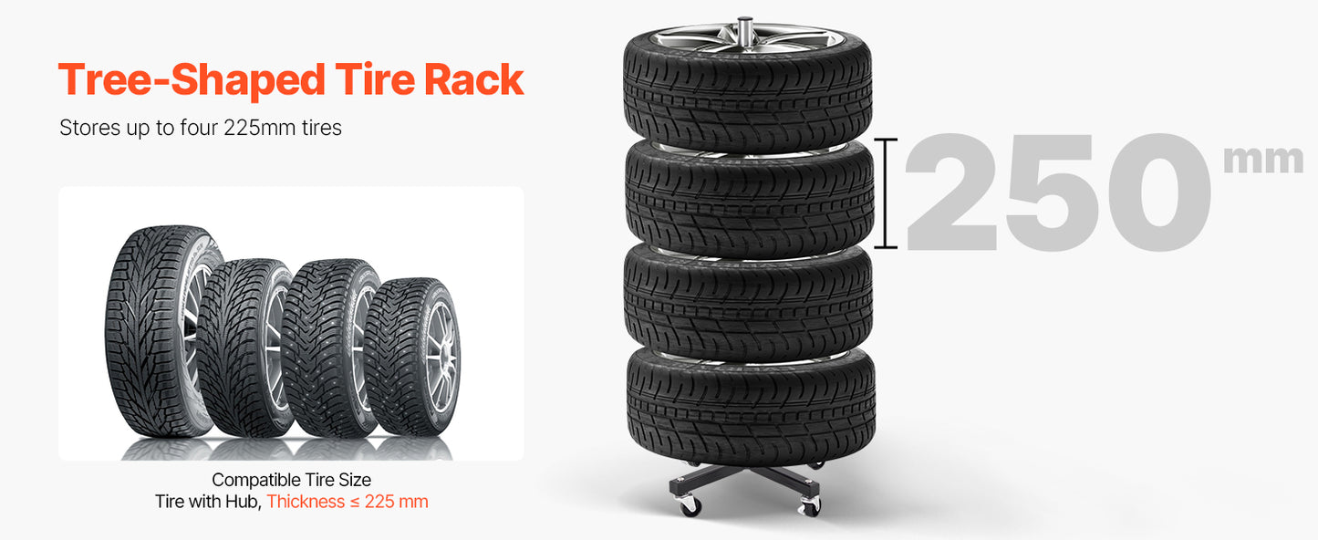 Support de Rangement pour 4 Pneus avec Jantes – Support Arbre en Acier 220 lb – Rack Atelier Garage