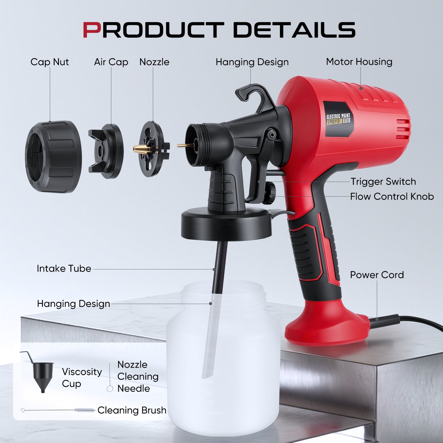 Pistolet de Pulvérisation Électrique 500W Sans Fil HVLP – Aérographe Peinture 18V – Meubles Acier Mur