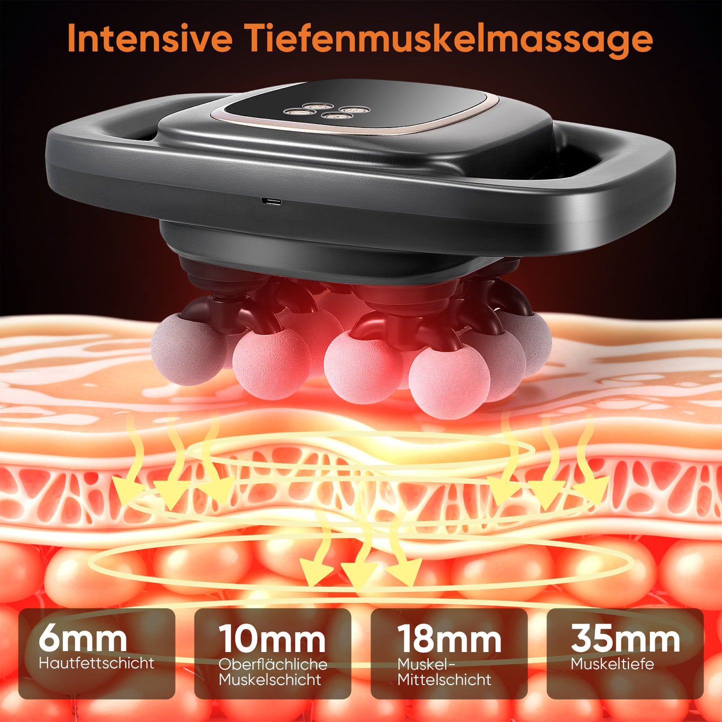 Pistolet de Massage 30 Niveaux – Masseur Musculaire Profond Tête Cou Bras Jambes – 3 Modes