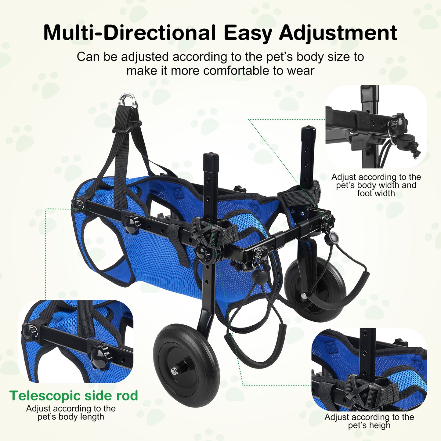 Chariot Rééducation Chien Chat – Aide Mobilité Réglable avec Roues – Support Marche Animal