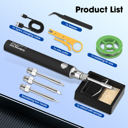 Fer à Souder Sans Fil Rechargeable – Kit Soudure Portable, Température Réglable, Stylo Soudage