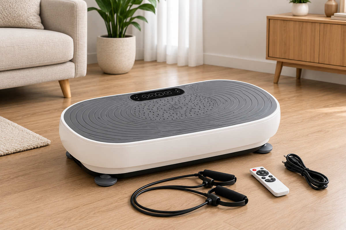 Plateforme Vibrante Fitness Électrique 99 Vitesses – Télécommande, Écran LED & Bandes de Résistance, Entraînement Corps Complet