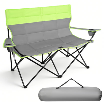 Silla Plegable Doble para Camping al Aire Libre, Sillón de 2 Plazas Portátil y Plegable para Jardín, Pesca, Playa y Terraza