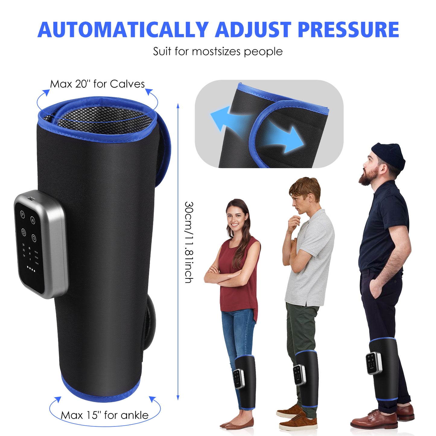 Masseur de Jambes Électrique Sans Fil – Massage Airbag avec Chaleur et 3 Modes de Relaxation