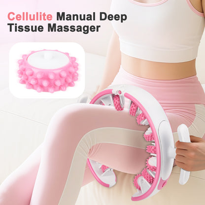 Rouleau de Massage Anti-Cellulite Manuel – Jambes, Cuisses & Corps – Stimulation Circulation & Récupération Musculaire