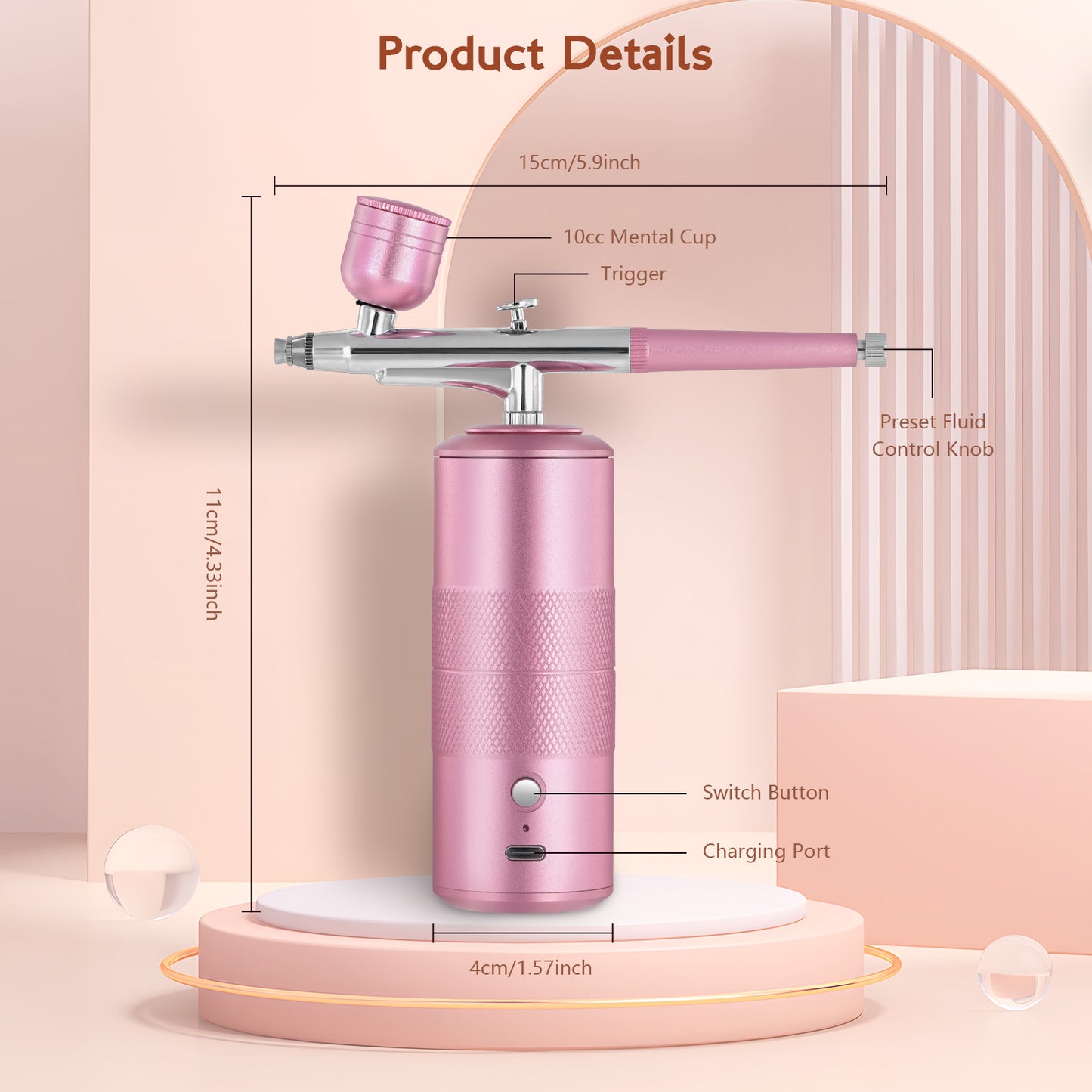 Aérographe Sans Fil avec Compresseur – Kit Portable Rechargeable pour Ongles et Peinture