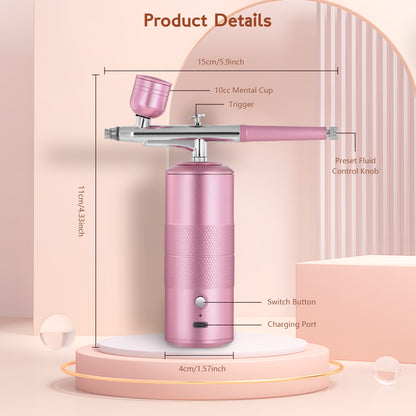 Aérographe Sans Fil avec Compresseur – Kit Portable Rechargeable pour Ongles et Peinture