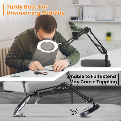 Loupe de Bureau 10X avec Lampe LED – Bras Articulé à Pince & Variateur – Précision Réparation Lecture Artisanat