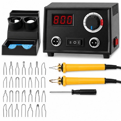 Kit Pyrogravure 60W – 2 Stylos & 30 Pointes Interchangeables – Gravure Électrique sur Bois Décoration DIY Loisirs Créatifs
