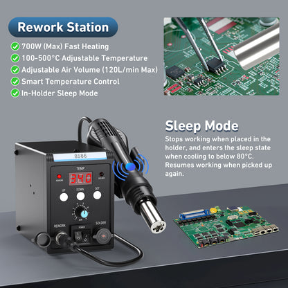 2-in-1 Digital Soldering Station – Soldering Iron + Antistatic SMD Hot Air Gun