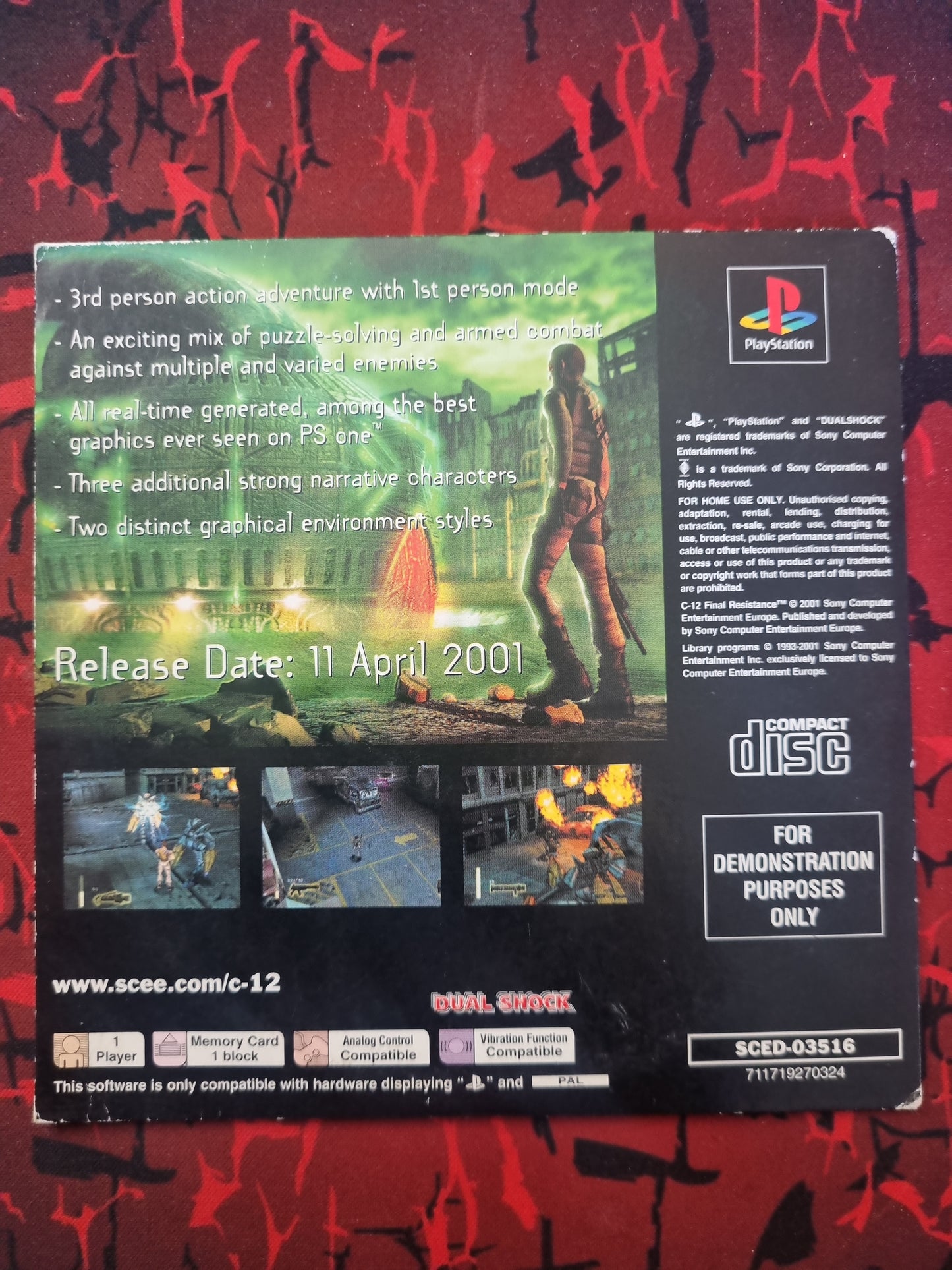 Jeu PS1 C-12 Final Resistance Demo Only PAL – Jeu d’Action Aventure PlayStation 1 Rare Version Démo