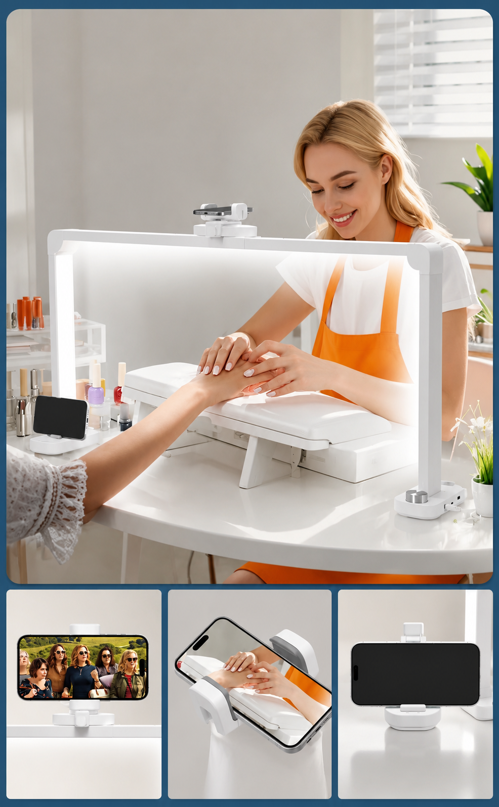 Lampe LED Demi-Lune Professionnelle pour Ongles – 3 Températures de Couleur & Luminosité Réglable – Manucure Nail Art – Prise EU
