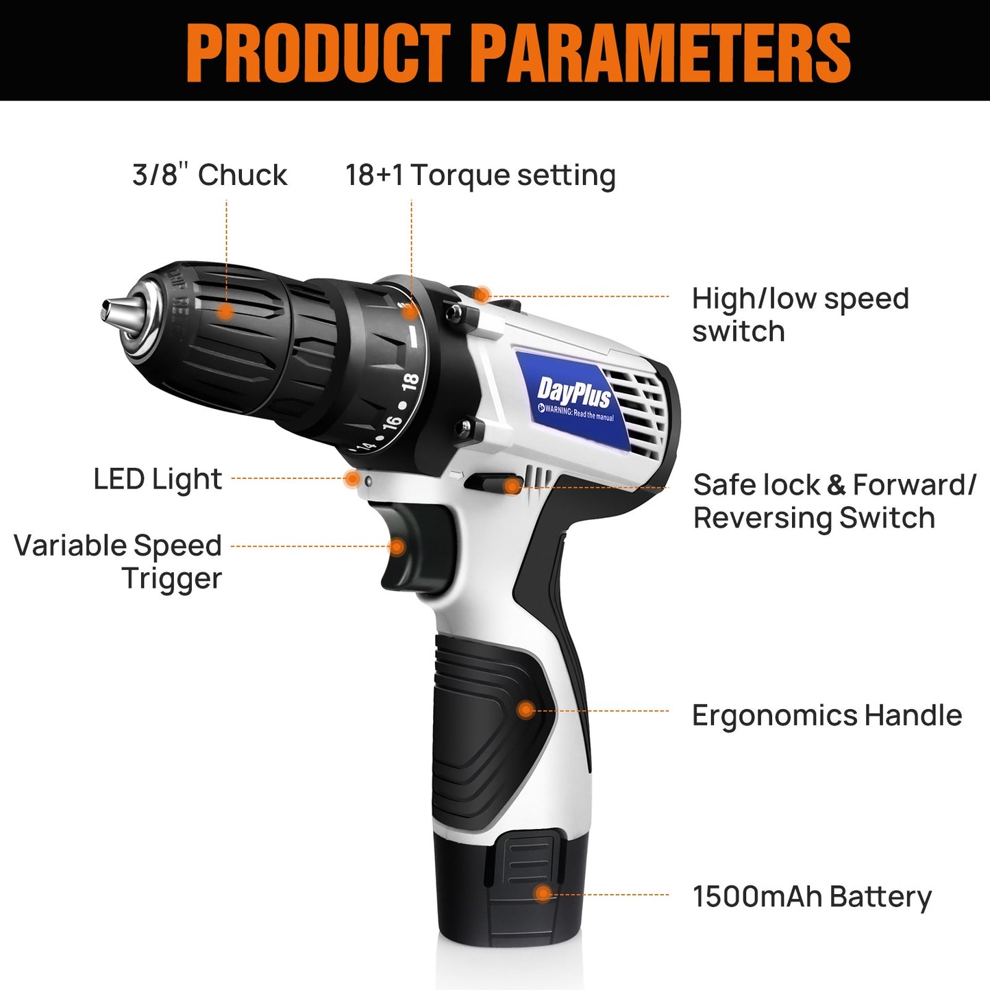 Kit Perceuse-Visseuse Sans Fil 2 en 1 avec 2 Batteries – 145 N.m – Mandrin 3/8 Pouces – Tournevis Électrique