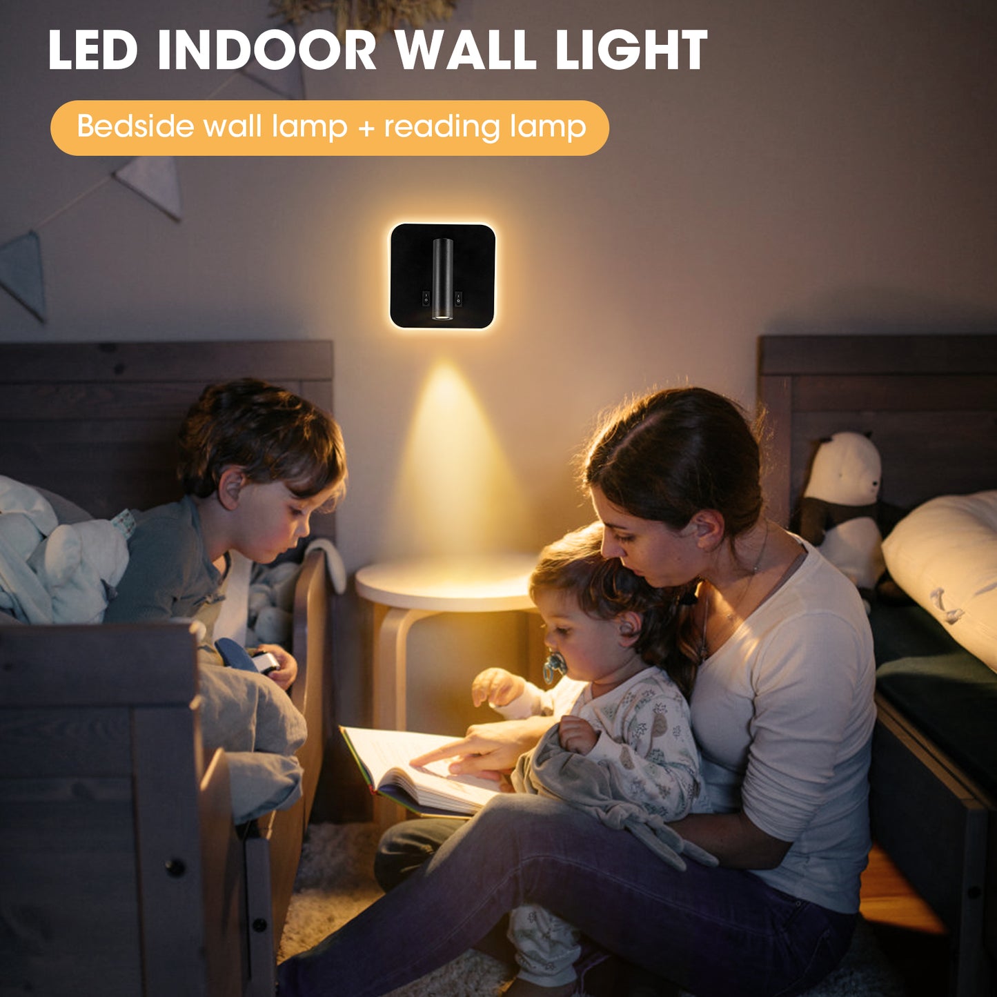 Lampe murale LED avec port USB pour lecture et chevet