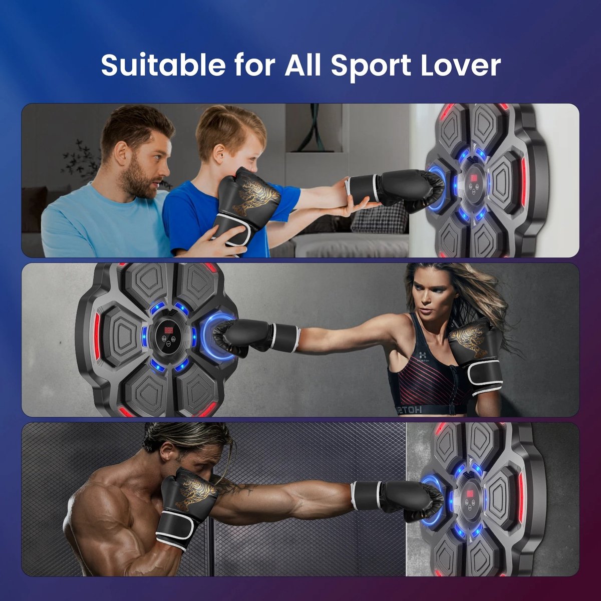 Machine de Boxe Musicale Bluetooth Murale – Cible d’Entraînement Interactive – Équipement Sport Maison