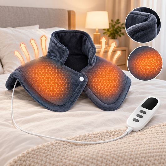 Almohadilla Eléctrica Calefactora para Cuello y Hombros – Masaje Cervical con 9 Niveles de Calor – Alivio de Dolores Cervicales y Dorsales