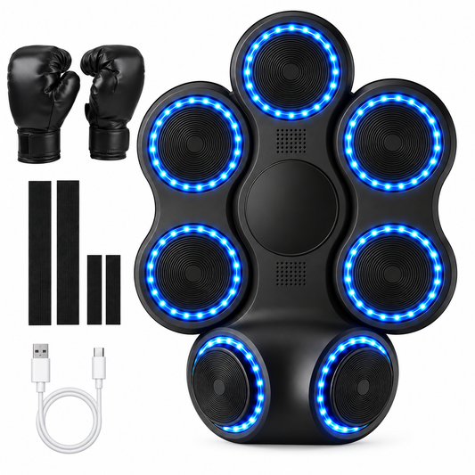 Machine de Boxe Murale Électronique – 7 Cibles LED Bluetooth – Gants Inclus