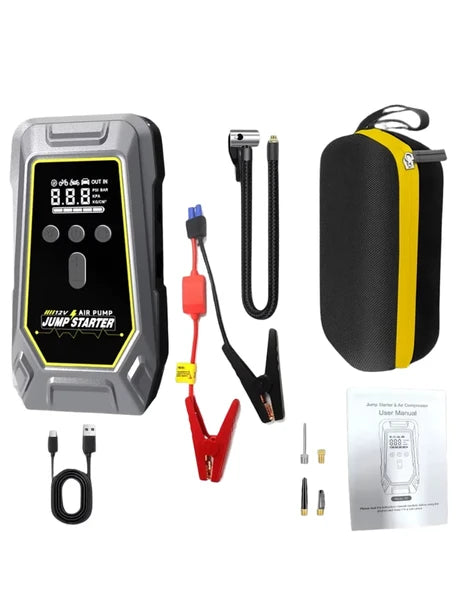 Démarreur de Voiture GKFLY 7000A Booster Batterie Portable 12V avec Compresseur Air 150PSI et Écran LED