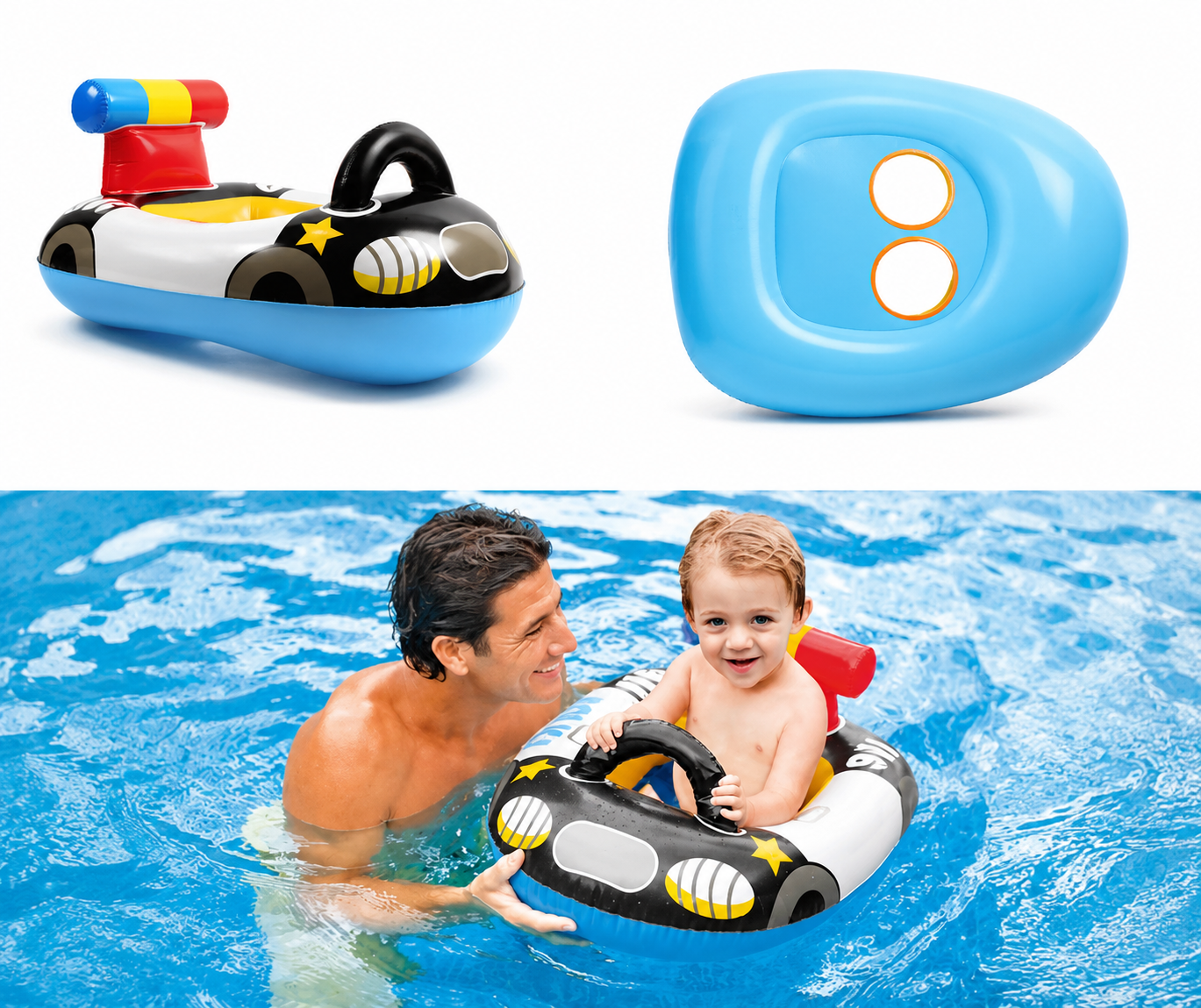 Bouée Gonflable Enfant Voiture de Police avec Siège – Flotteur Piscine Bébé Anneau de Natation Jeux Aquatiques Été