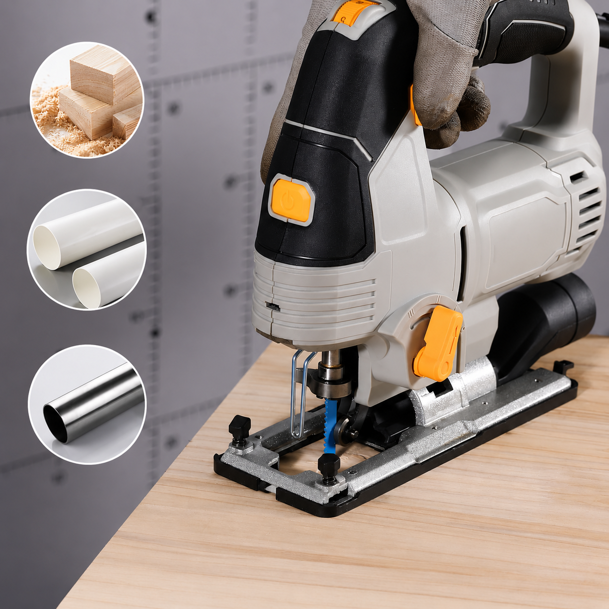 Scie Sauteuse Électrique 800 W – Vitesse Variable 3000 SPM – Laser, LED, Coupe Biais ±45°