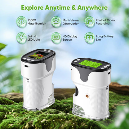 Microscope Numérique 1000X avec Écran 2" – Mini Microscope Portable 4K USB – Enfants & Adultes
