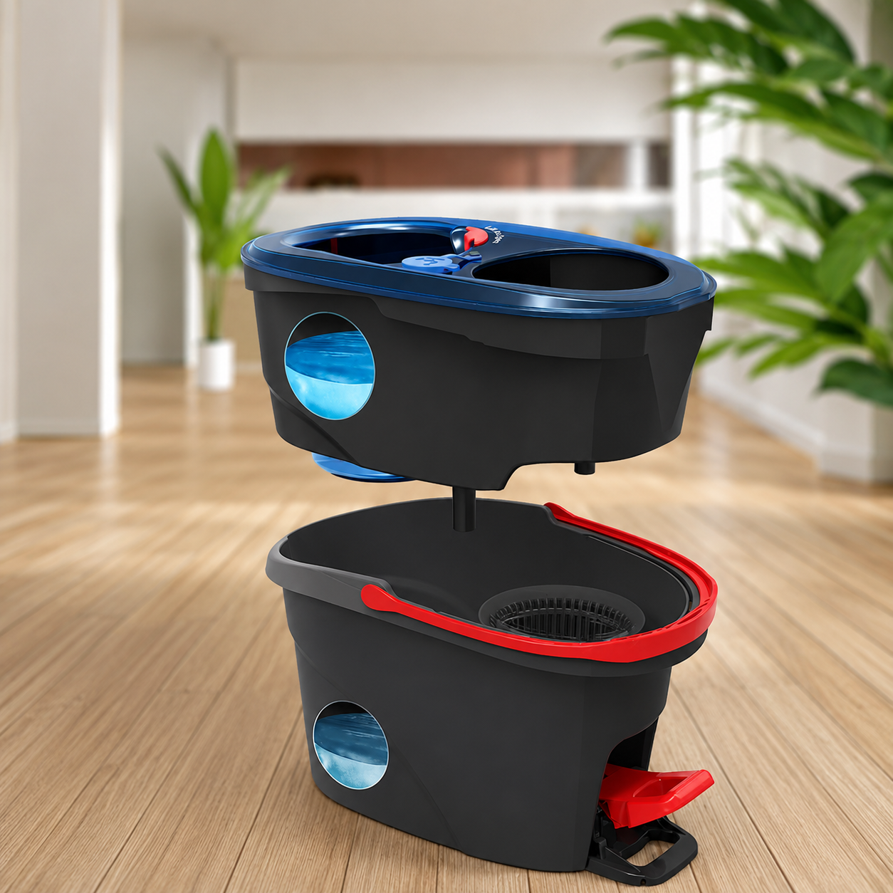 Kit Balai Serpillière Microfibre – Seau Double Réservoir & Essoreur Intégré, Carrelage Parquet Stratifié Sols Durs