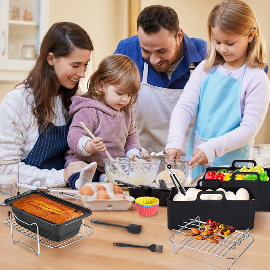 Accessoires Friteuse Air Fryer 6 Pièces – Moules Gâteaux Pizza Barbecue Double Panier