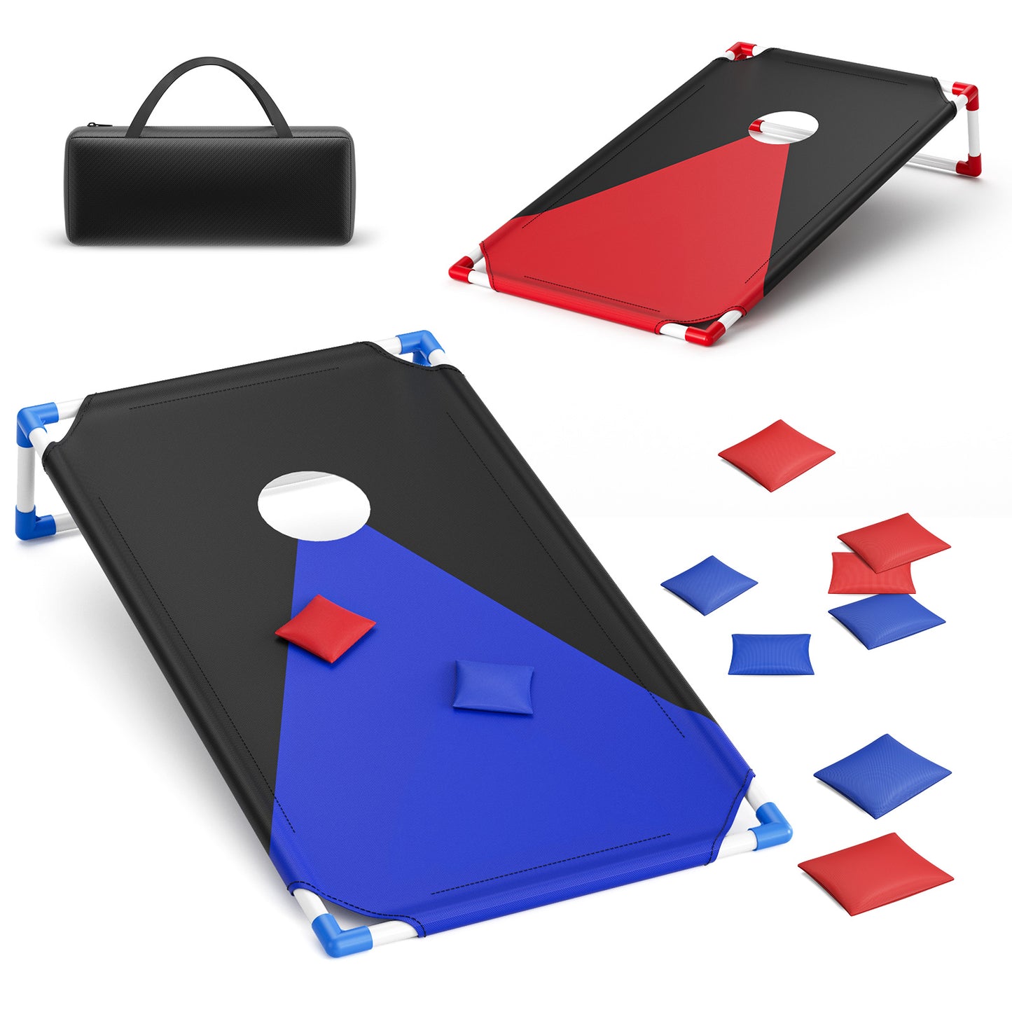 Jeu Cornhole Portable 3x2 ft – Jeu de Lancer Extérieur avec 8 Sacs + Sac Transport – Jardin Plein Air
