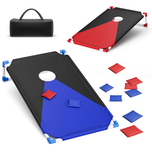 Jeu Cornhole Portable 3x2 ft – Jeu de Lancer Extérieur avec 8 Sacs + Sac Transport – Jardin Plein Air