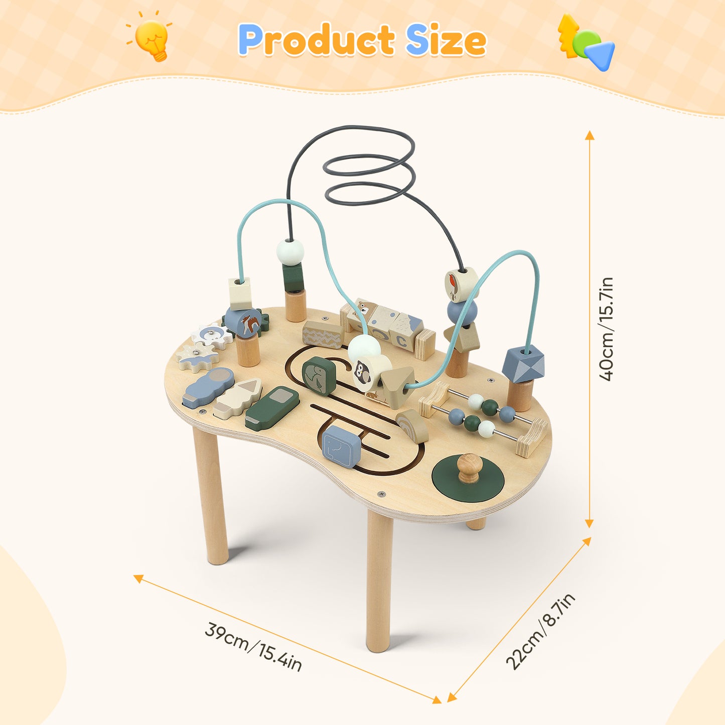 Table d’Activités Montessori en Bois – Jouet Sensoriel Éducatif pour Enfants 2-4 Ans