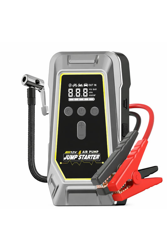 Démarreur de Batterie Portable 4000A avec Compresseur Air 150 PSI – Booster Voiture Rechargeable USB – Gonfleur Pneus Automobile Moto SUV