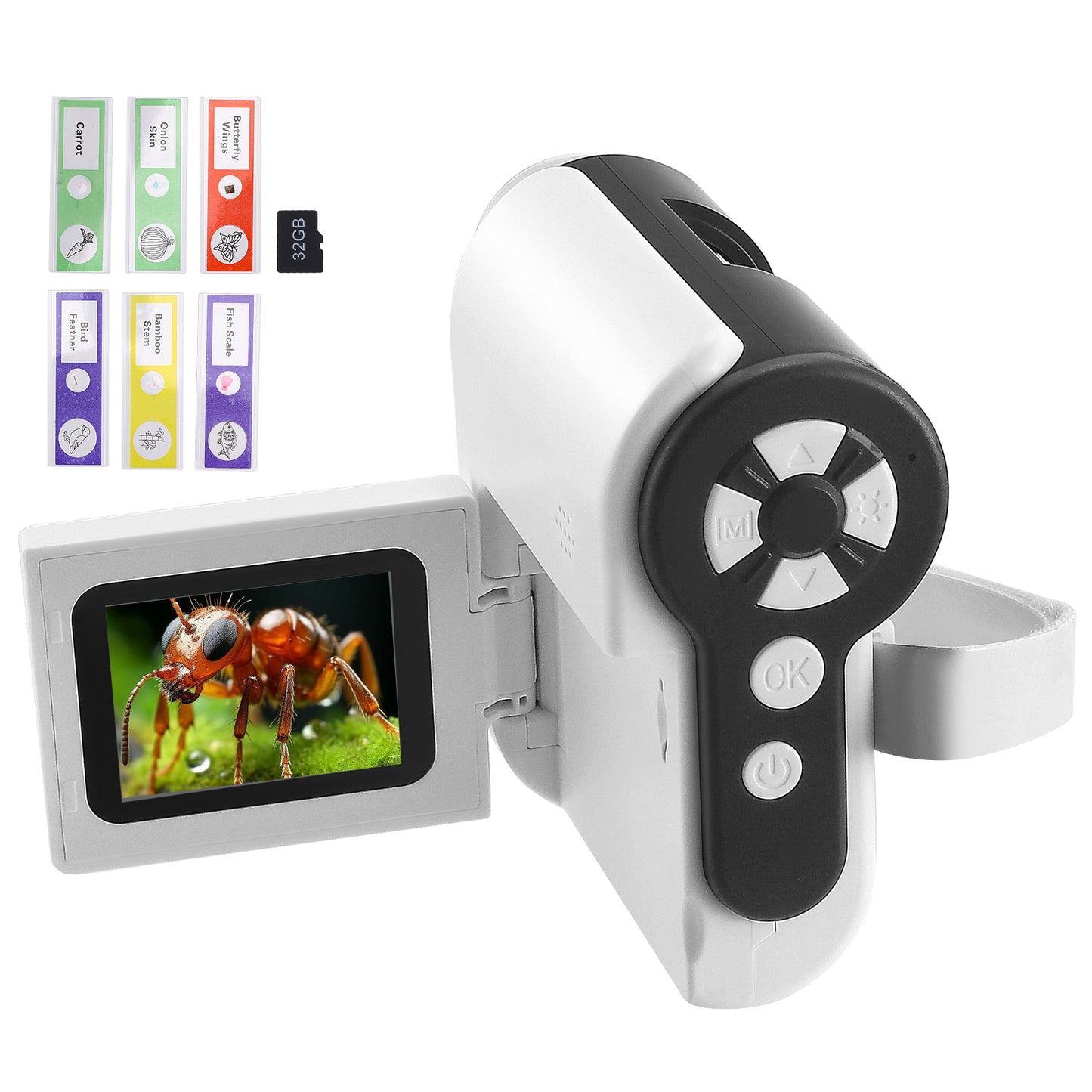 Microscope Portable 100-1000X avec Écran IPS 2" – Mini Microscope Éducatif pour Enfants